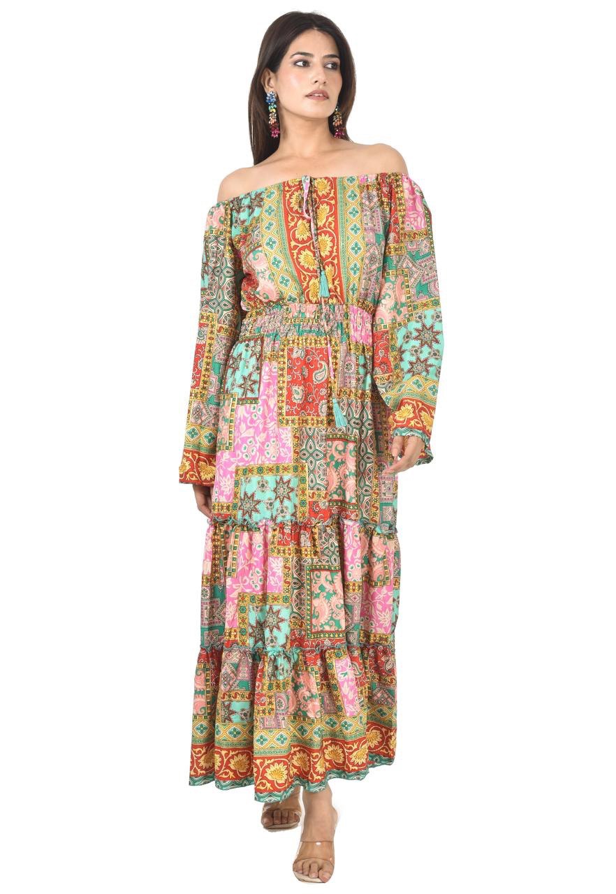 KIM-II MULTY(O-P) LONG MIDDIE DRESS