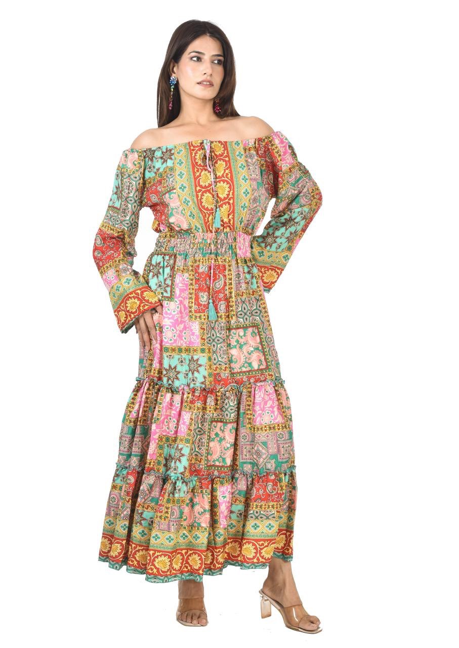 KIM-II MULTY(O-P) LONG MIDDIE DRESS