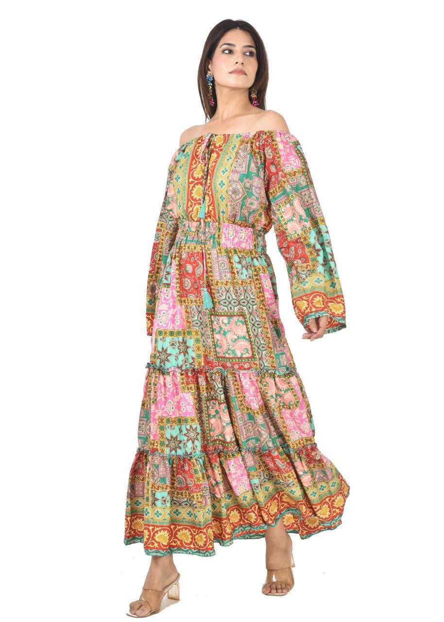 KIM-II MULTY(O-P) LONG MIDDIE DRESS