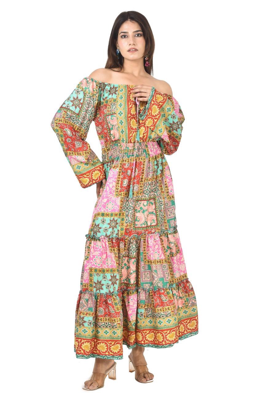 KIM-II MULTY(O-P) LONG MIDDIE DRESS
