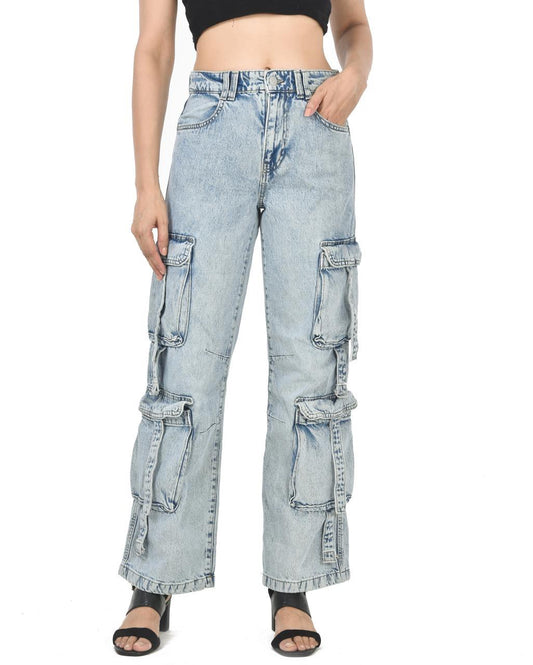 Blue Six pocket baggie jeans