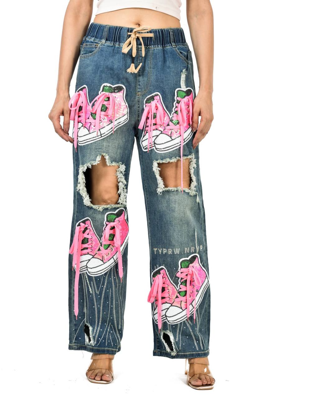 Sequence work shoe jeans jagging