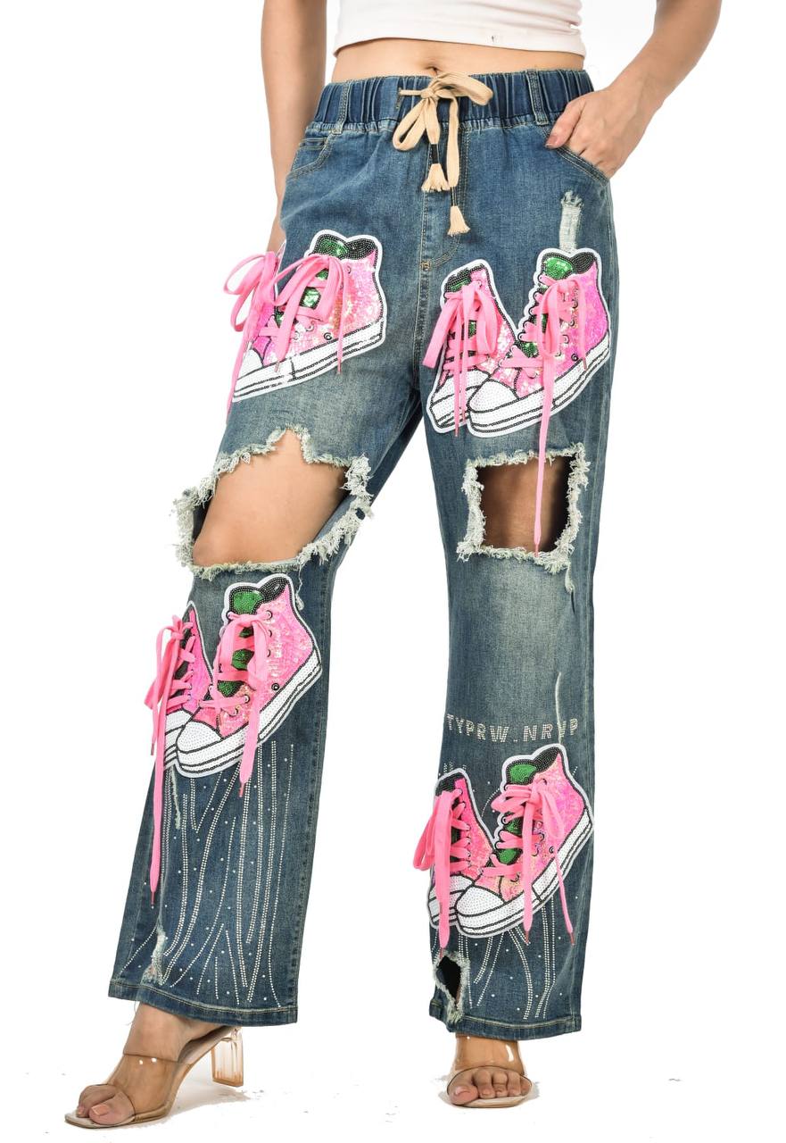 Sequence work shoe jeans jagging