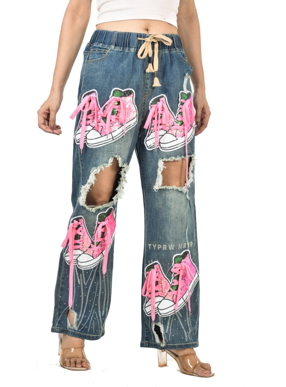 Sequence work shoe jeans jagging