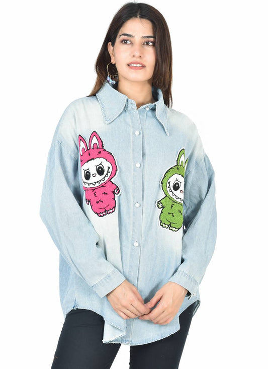Labubu denim shirt
