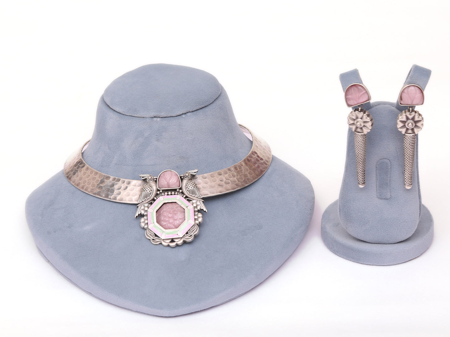 Pink sun hansali necklace