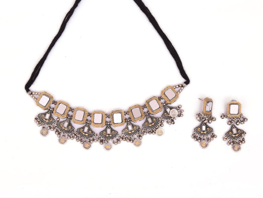 Mirror square choker necklace