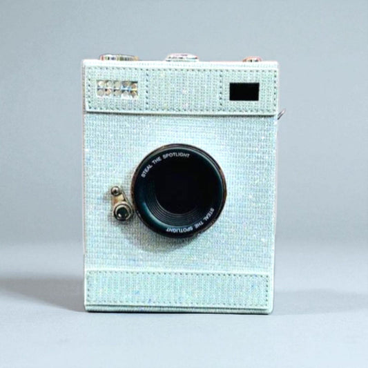 Big silver influncer camera hand bag