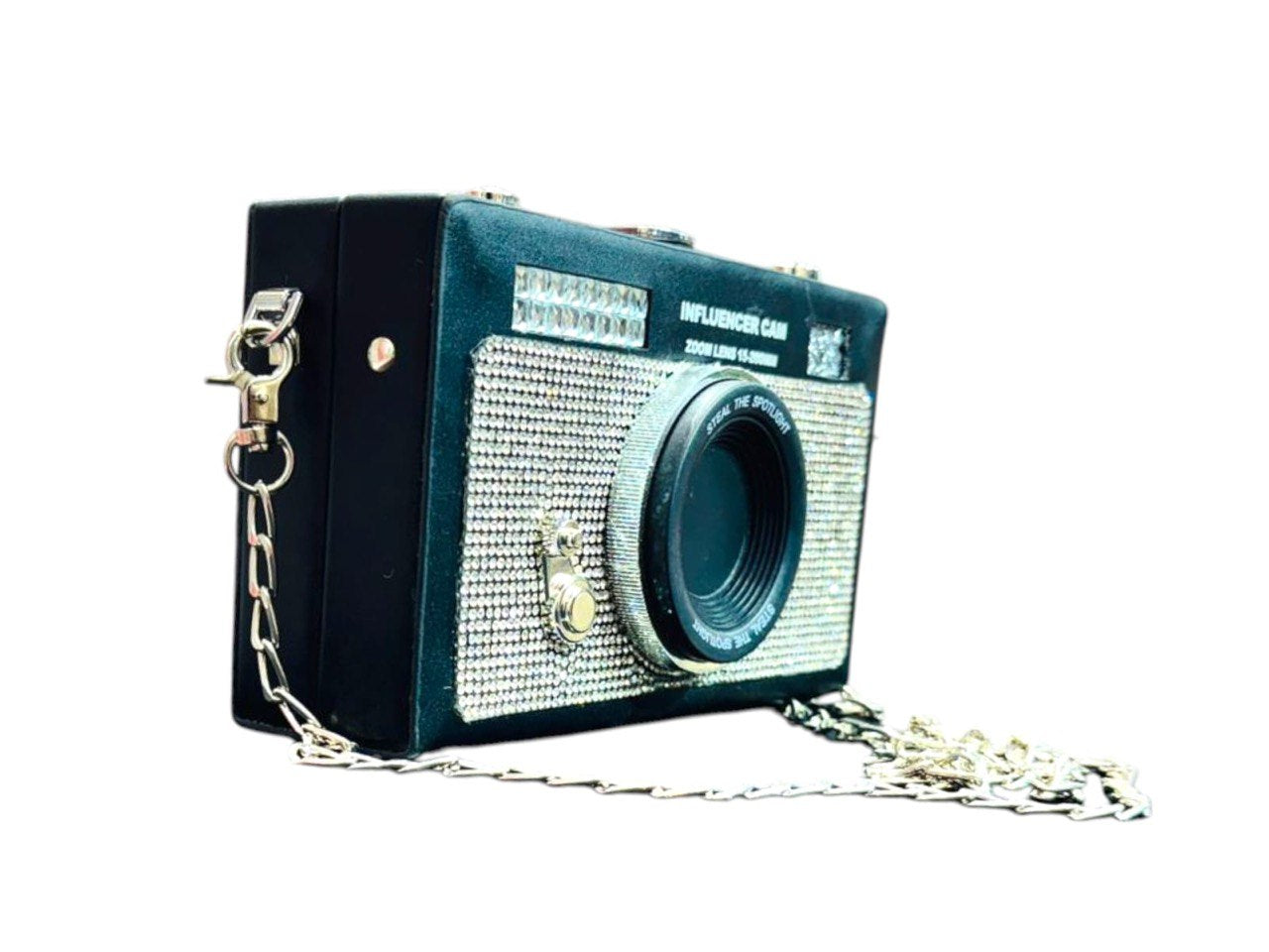 Small black influncer camera hand bag