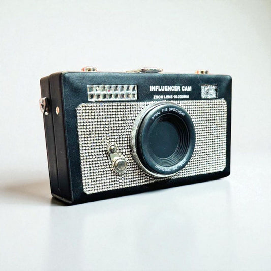 Small black influncer camera hand bag