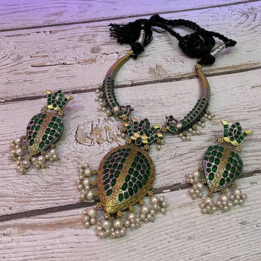 Green kamalkali jewellery set