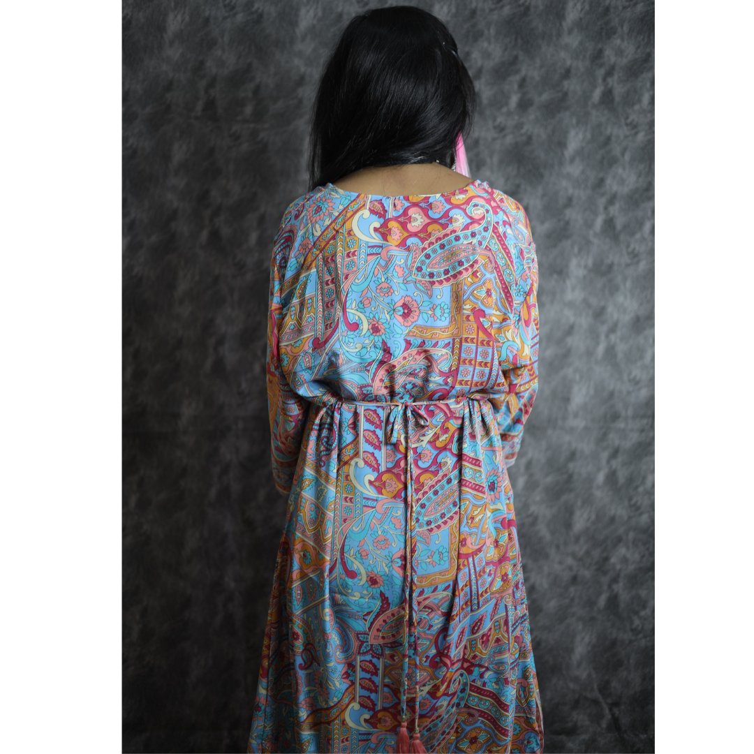 NAZAM TURQUOISE-PINK MAXI DRESS