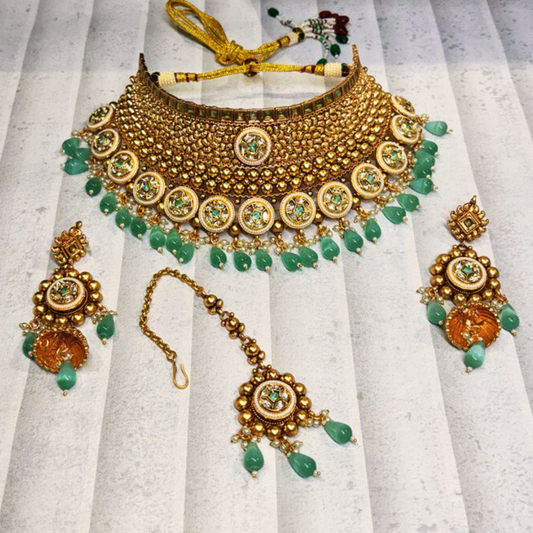 MINT-GREEN DEVI  NECKLACE SET