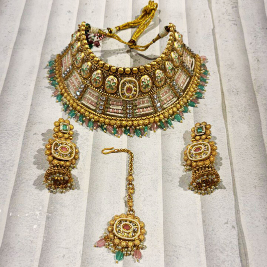 MULTY (PINK-MINT GREEN) DEEPIKA  NECKLACE SET