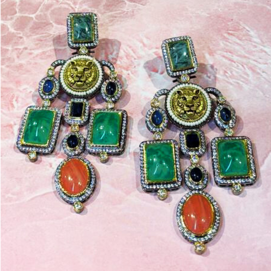 NAWABSHAHI MARBLE-GREEN EARRINGS