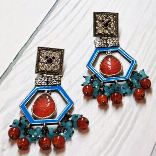 RESHMA BLUE-RED EARRING
