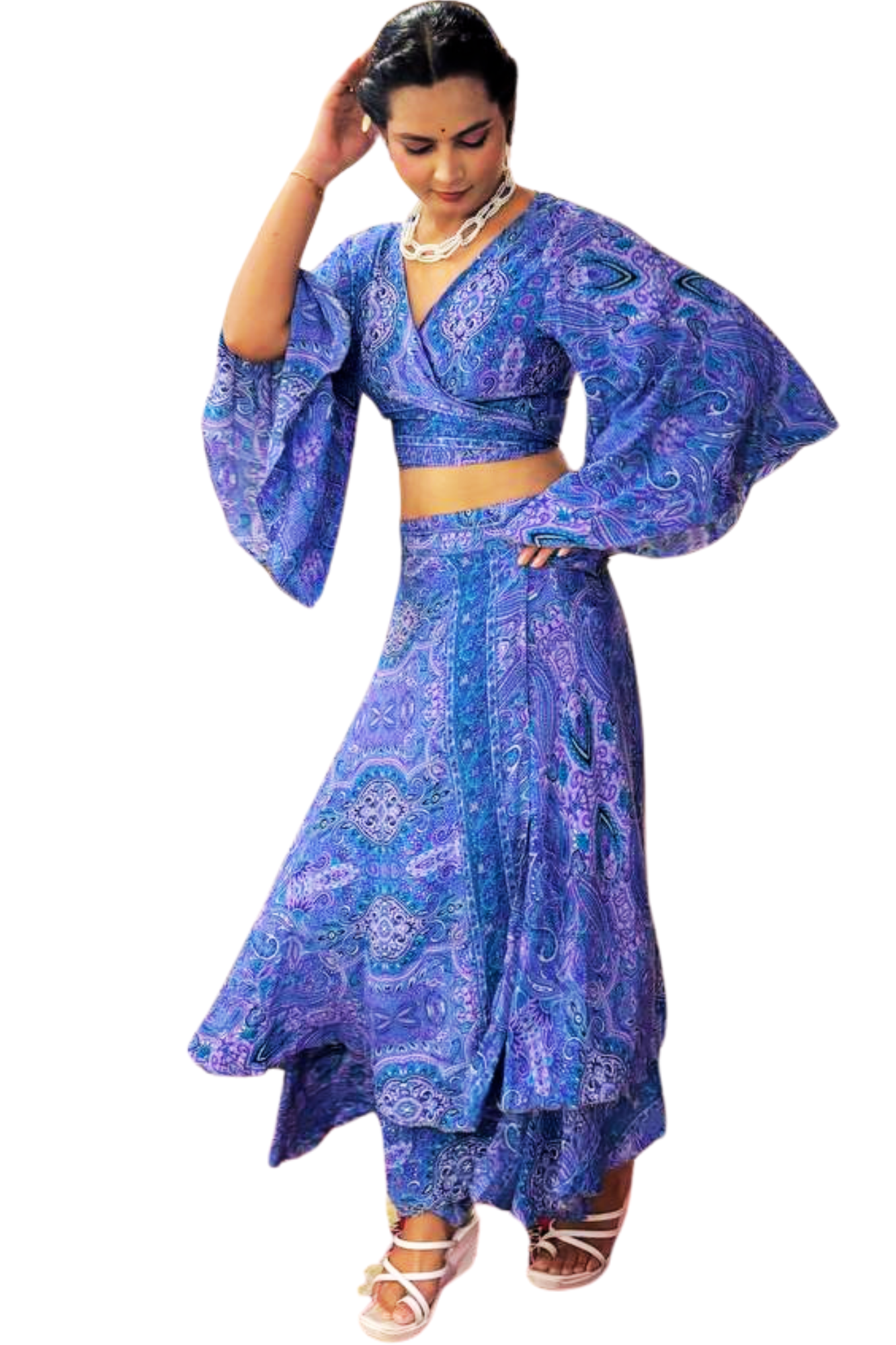 SAHIBA LAVANDER WRAP-AROUND SKIRT SET