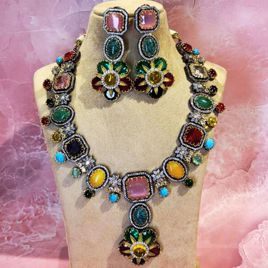 MEHTAAB PINK-GREEN NECKLACE