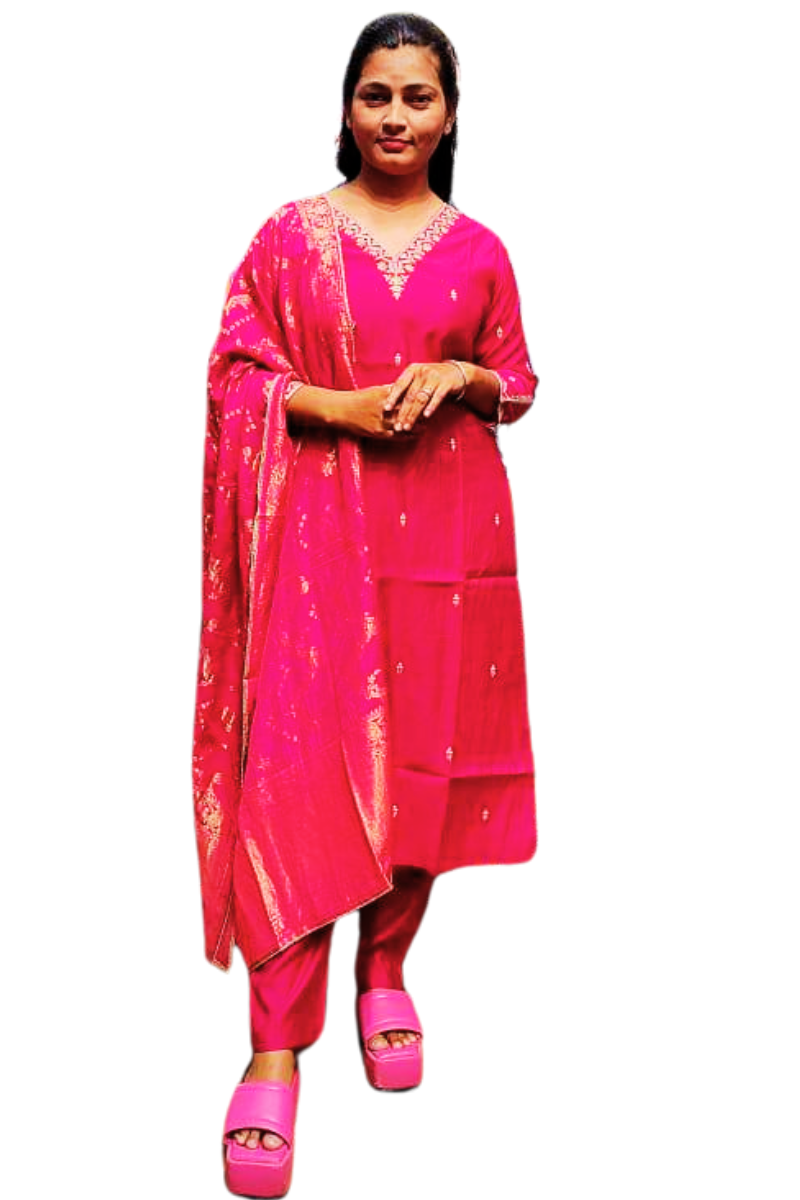 Pink Juna chinon suit