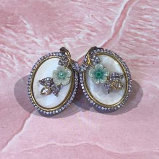 GREEN PAAKIJA MAYUR STUD EARRINGS