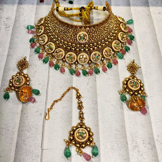 DEVI ( MINT-GREEN -PINK)  NECKLACE SET