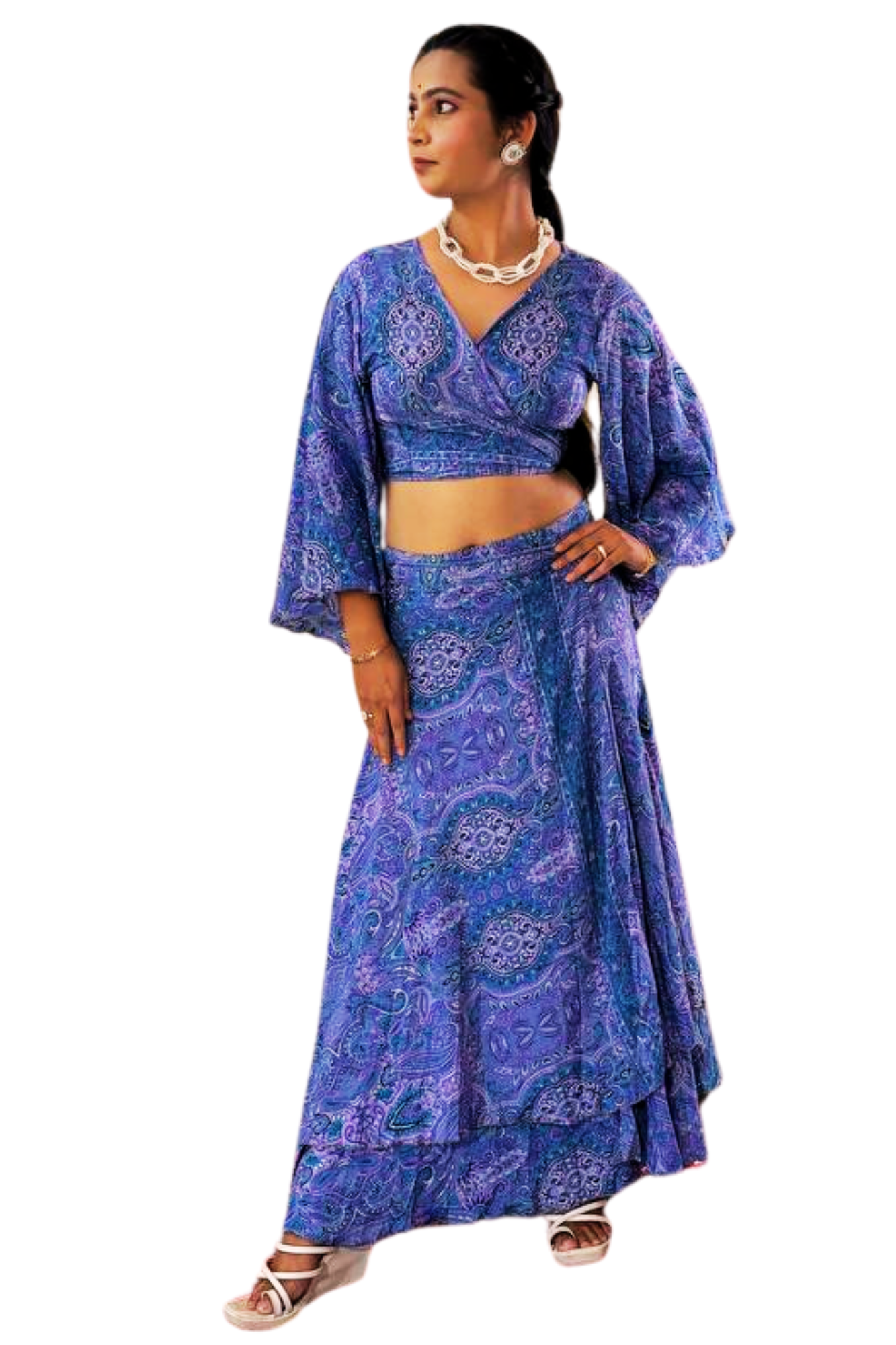 SAHIBA LAVANDER WRAP-AROUND SKIRT SET