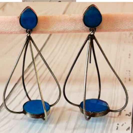 JHULTA-MINAR AQUA BLUE EARRING