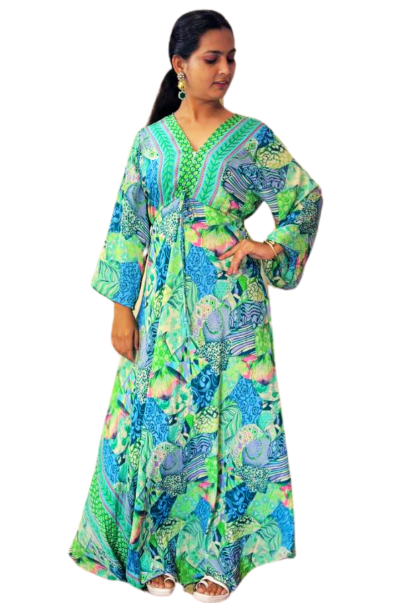 KAIKA GREEN-MULTY DRESS