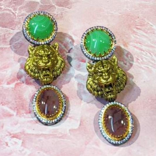 HUSSAN GREEN-COFFEE EARRING