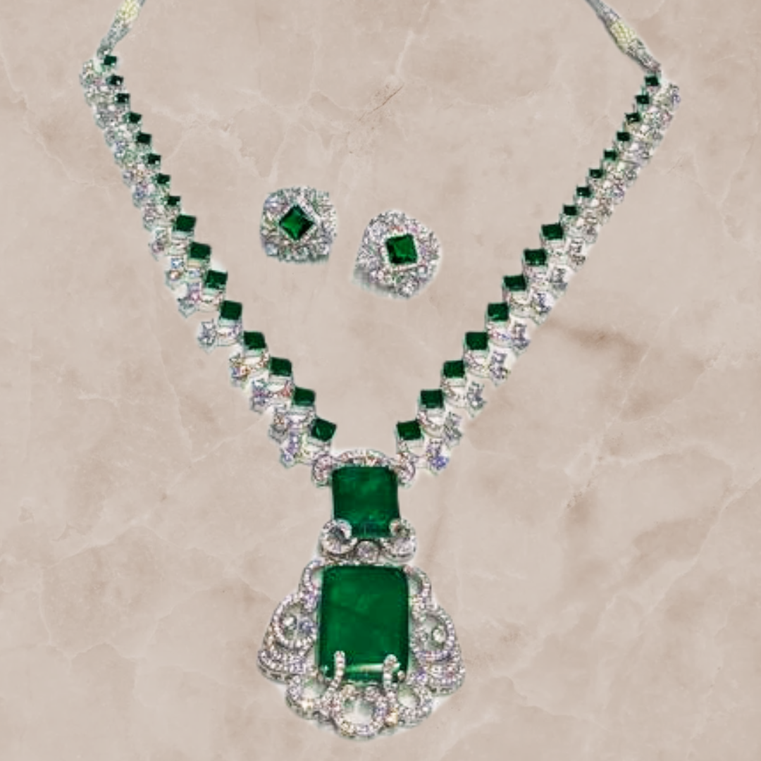 NEA BIG REAL DOUBLET STONE JEWELLERY SET