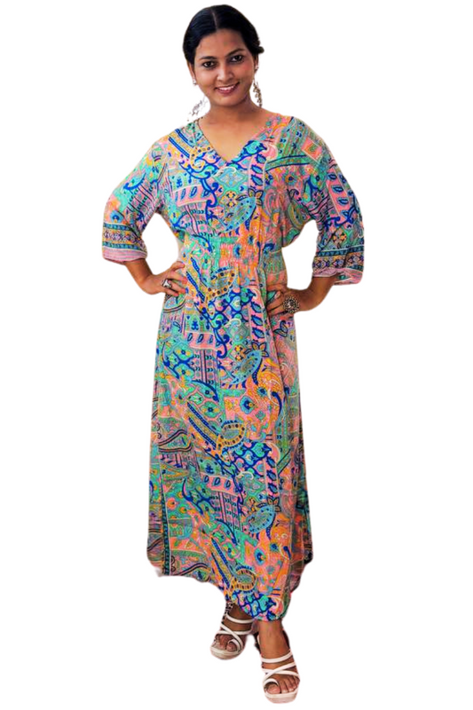 NAZAM GREEN-MULTY MAXI DRESS