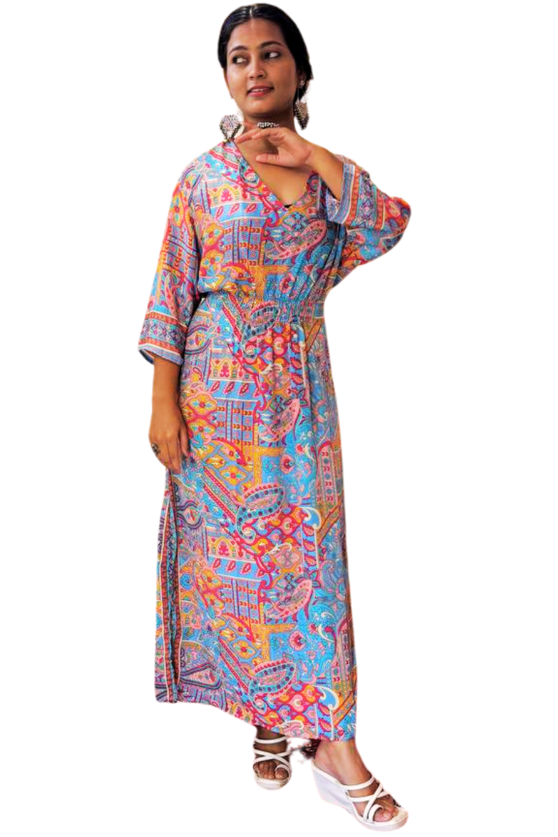 NAZAM TURQUOISE-PINK MAXI DRESS