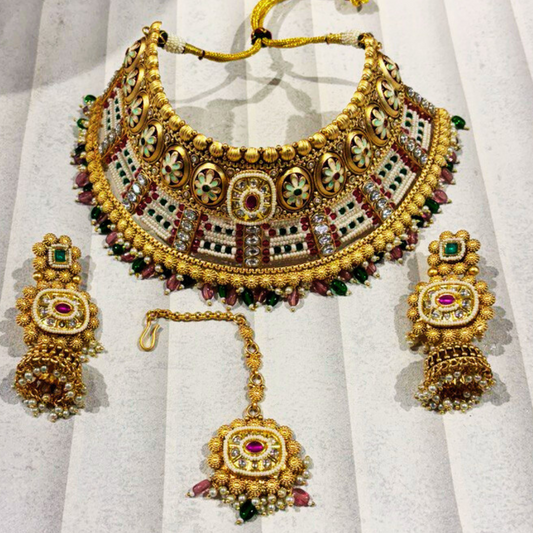 MULTY (RED-GREEN) DEEPIKA  NECKLACE SET