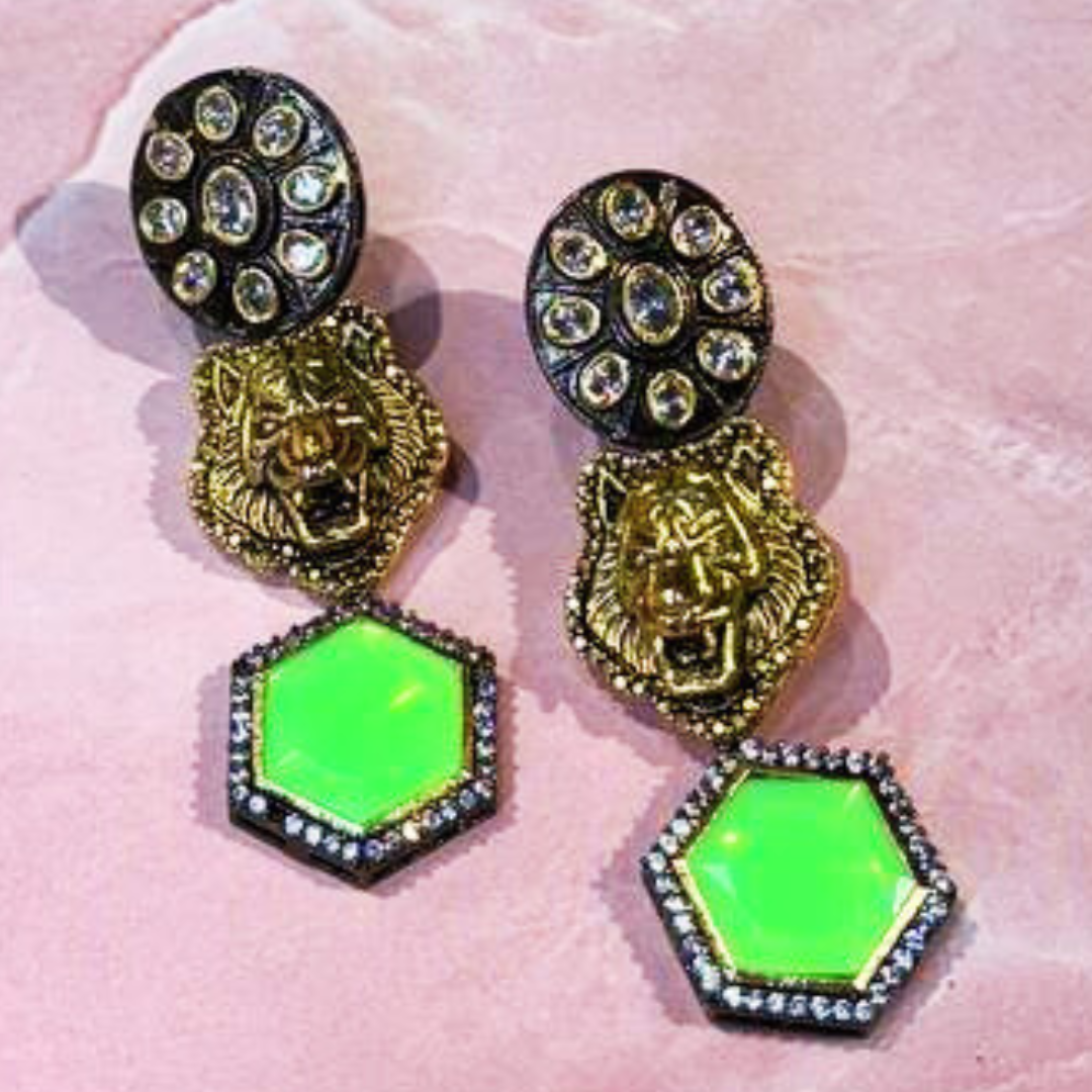 KAALI-PARROT GREEN EARRINGS