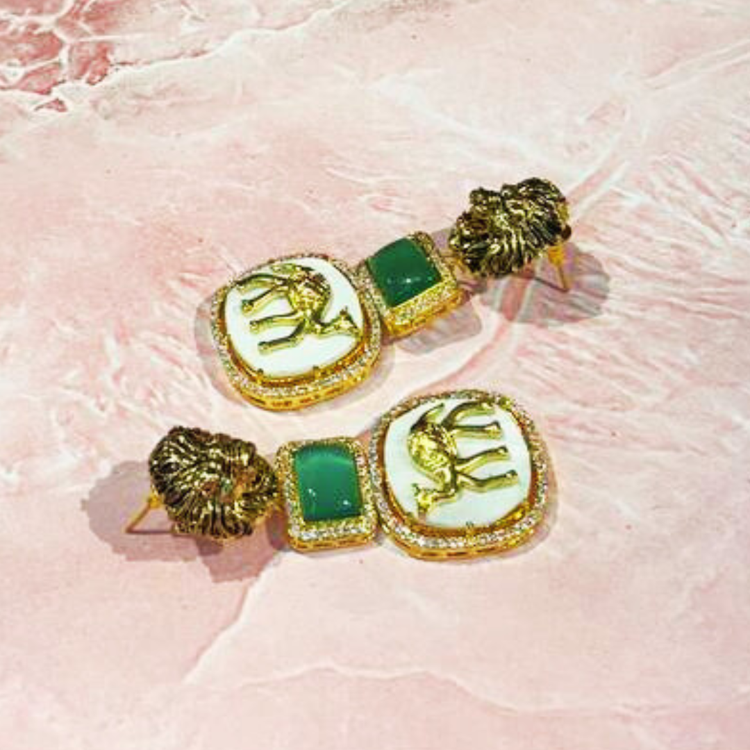 CAMEEKA MINT GREEN EARRINGS