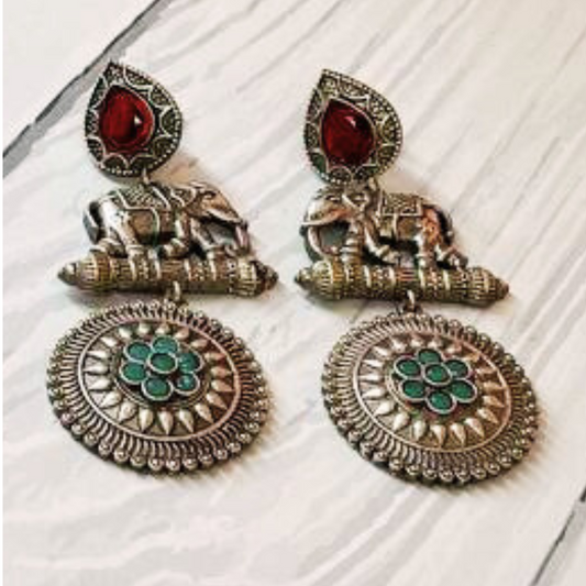 GAJENDRA RED-TURQUOISE EARRING
