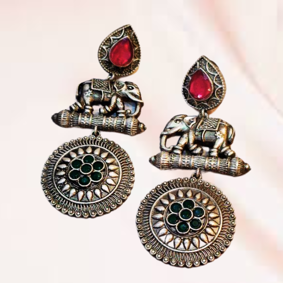 GAJENDRA RED-BLUE EARRING