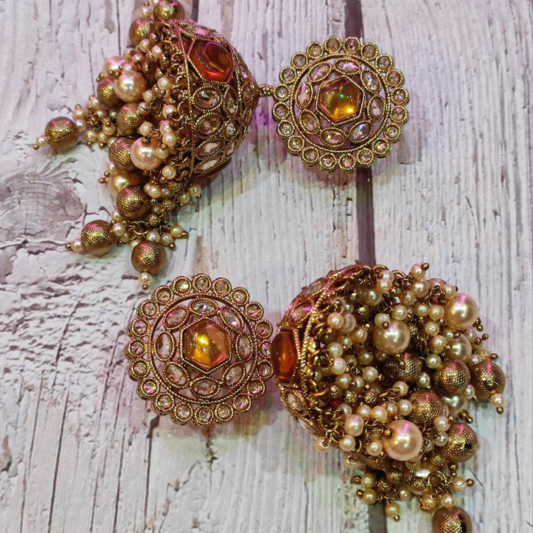GOLDEN YELLOW MUMTAJ JHUMKA