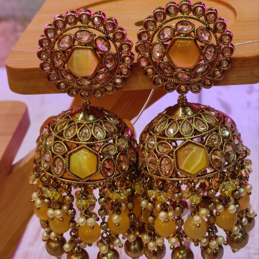 YELLOW MUMTAJ JHUMKA