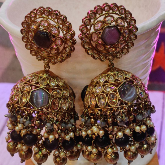 GREY MUMTAJ JHUMKA