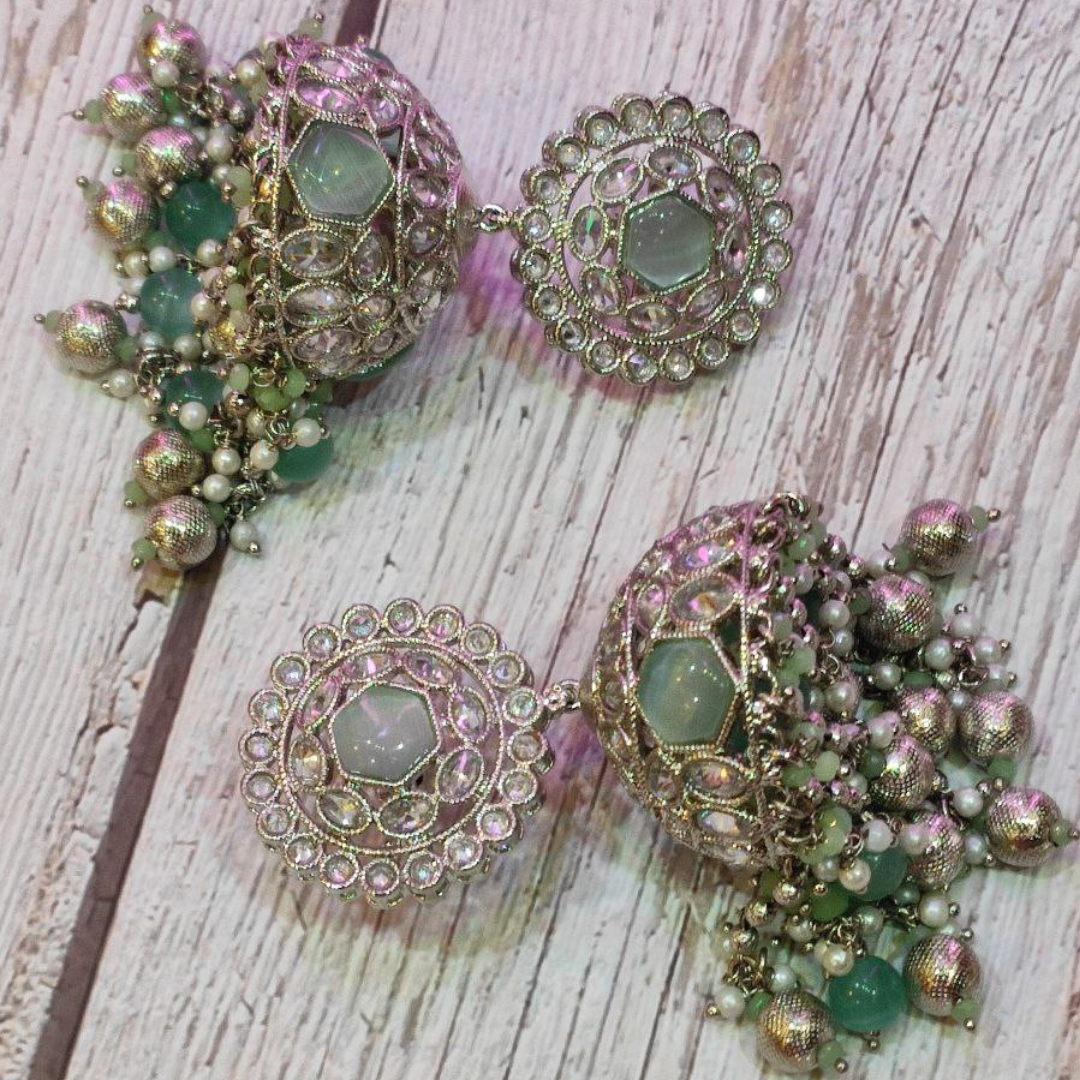 RHODIUM MINT MUMTAJ JHUMKA