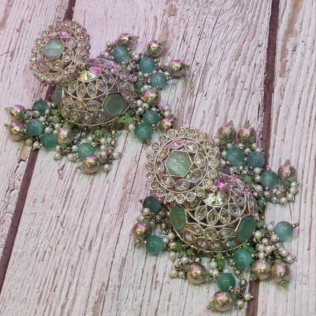RHODIUM MINT MUMTAJ JHUMKA