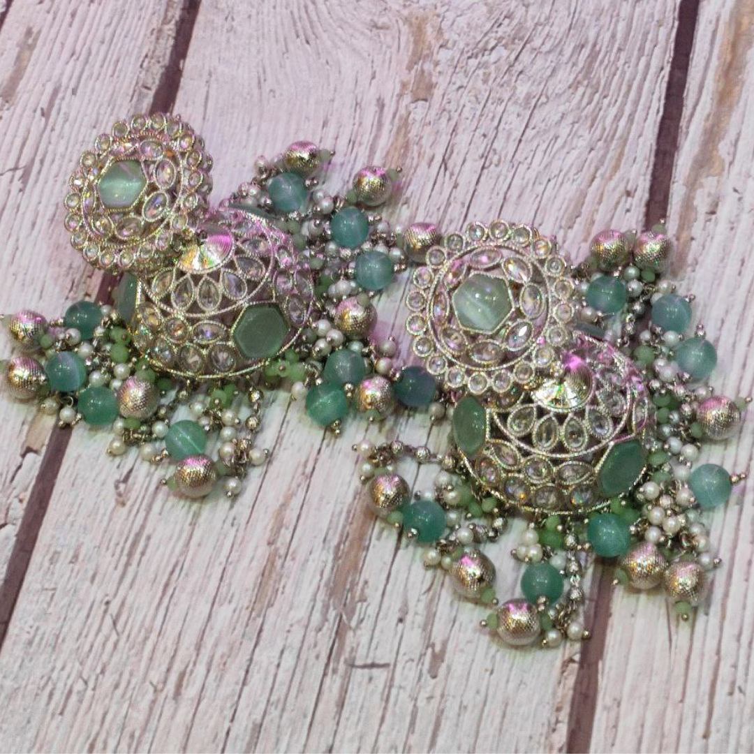 RHODIUM MINT MUMTAJ JHUMKA