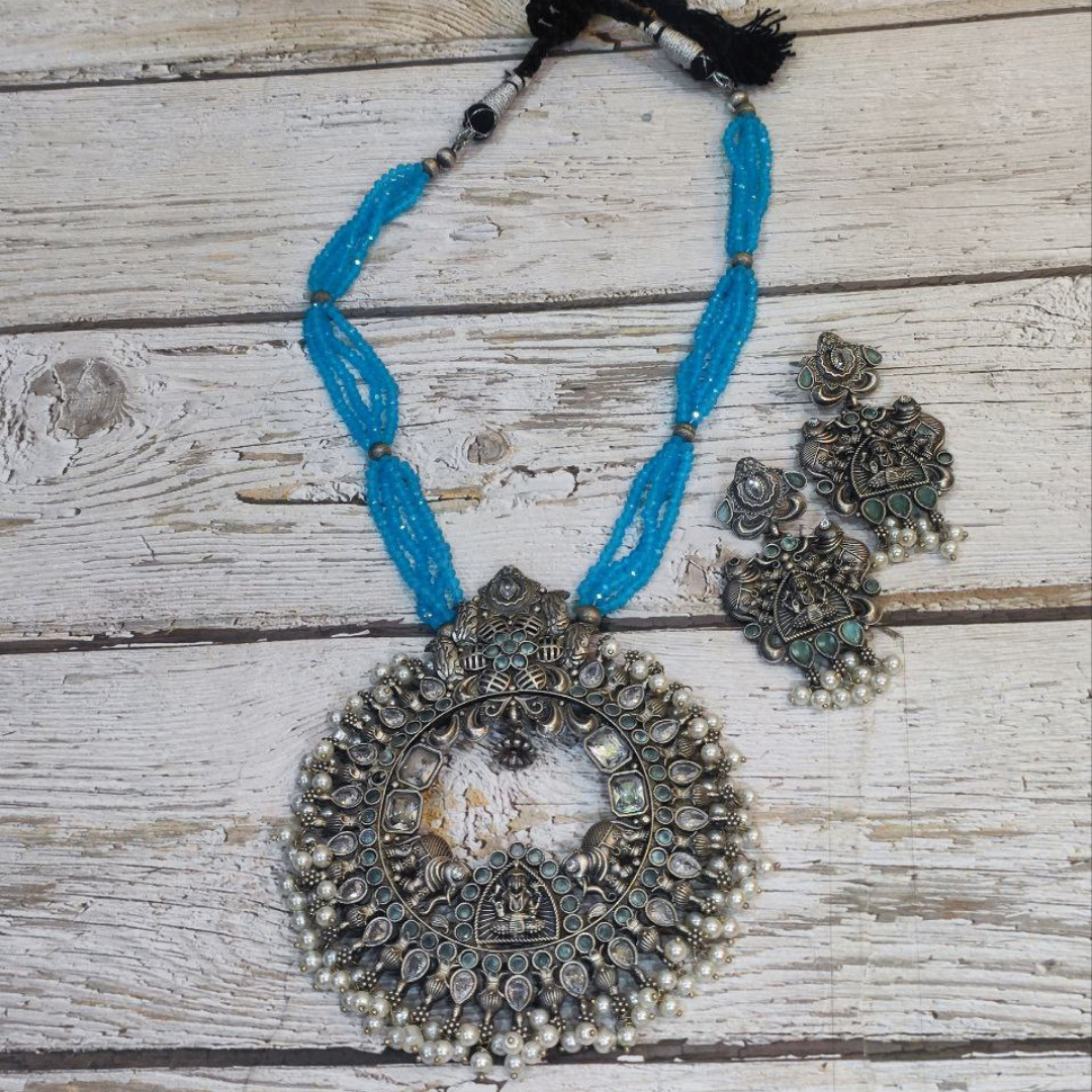 Aqua dhan laxmi jewellery set