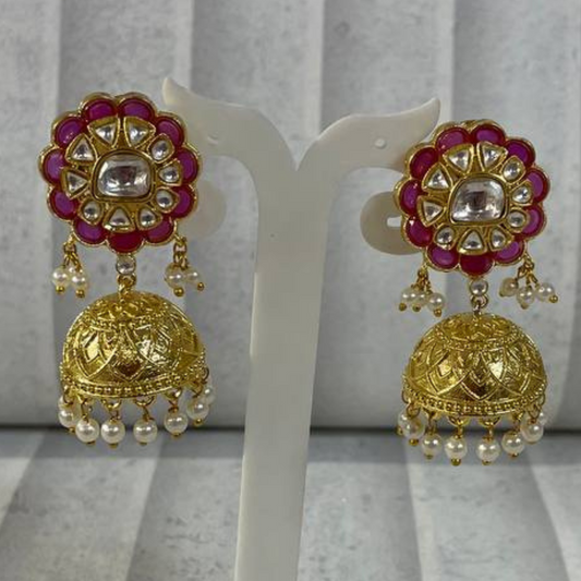 MEERA RUBY-RED JHUMKA-EARRINGS