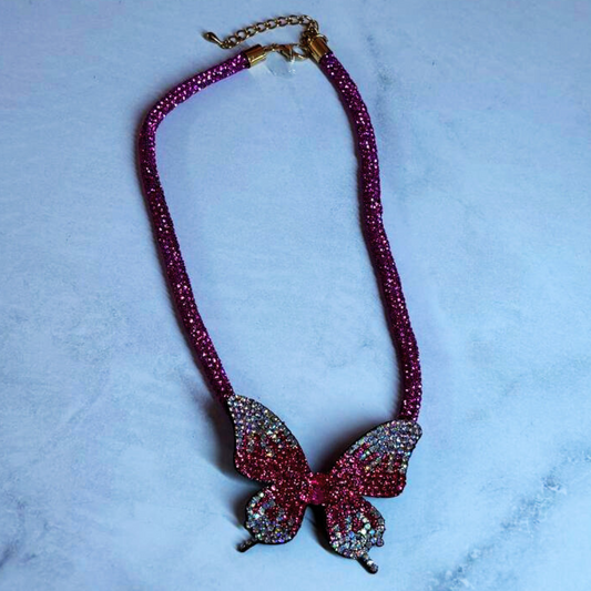 Pink Hollywood fly necklace