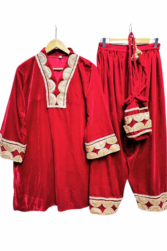 Red Noor velvet co-ord set