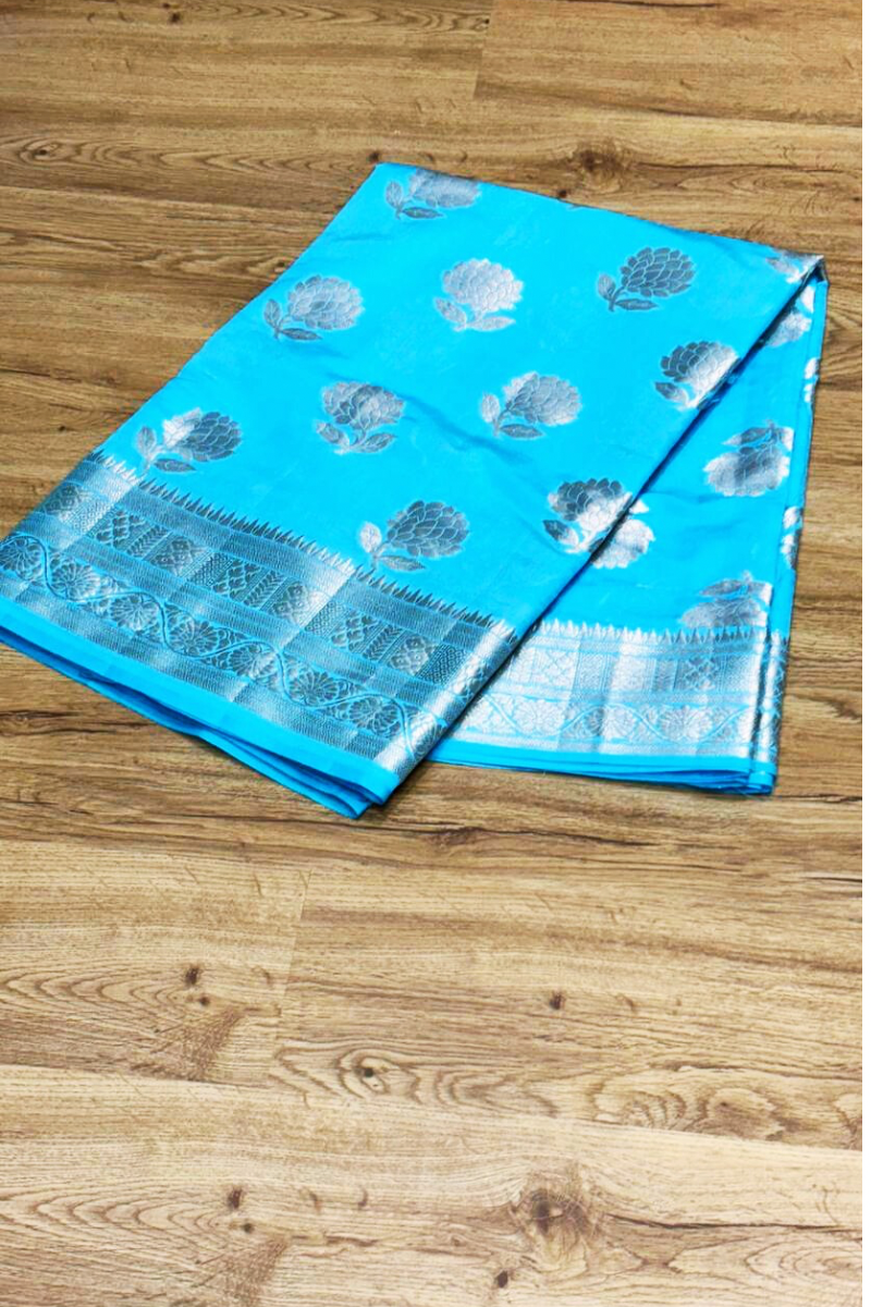 Turquoise Maharani Banarasi saree