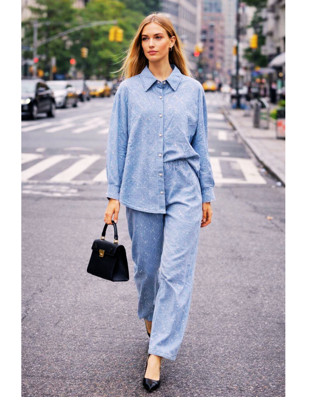 Stone tetra denim co-ord set