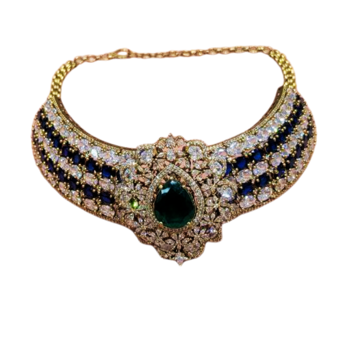 EM-Blue Radhika jewellery set